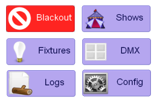 The buttons on the left hand side of the DMX-web controller.