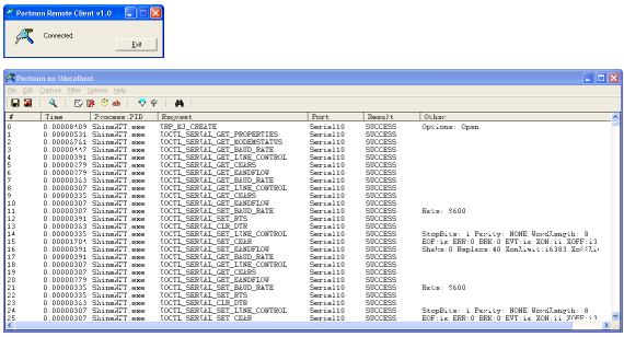 portmon in client and remote modes